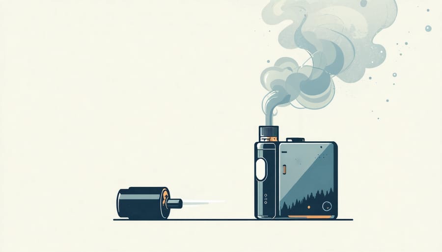 Conceptual illustration of a vaping device emitting vapor to symbolize the act of vaping